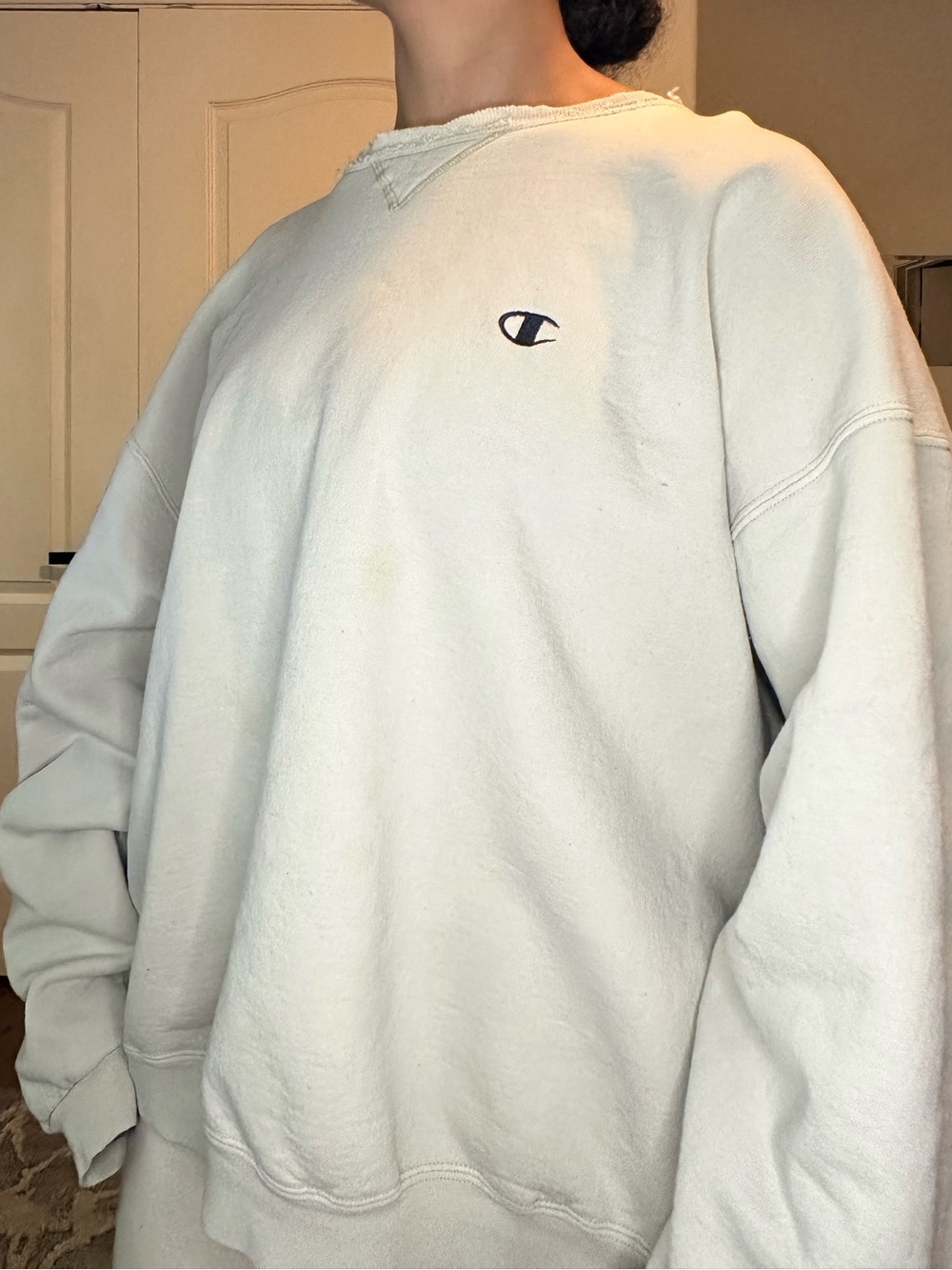 Champion Men's Light Cream Crewneck Sweatshirt